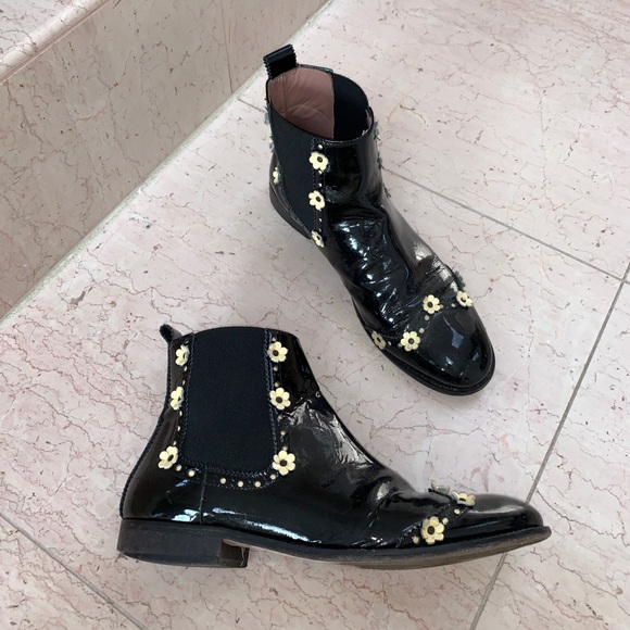 RED Valentino Patent Leather Daisy Ankle Boots - Picture 3 of 12